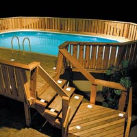 Lighting your deck and pool with recessed deck lighting.